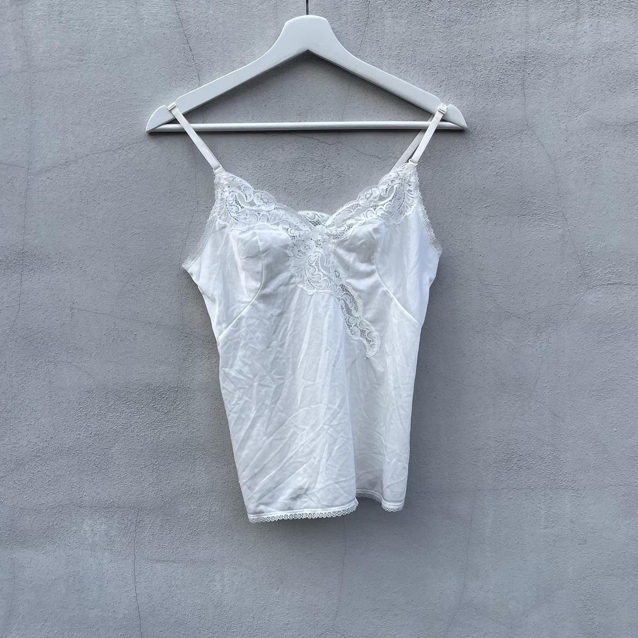 Vintage white satin lace cami top Size S Shown on... - Depop