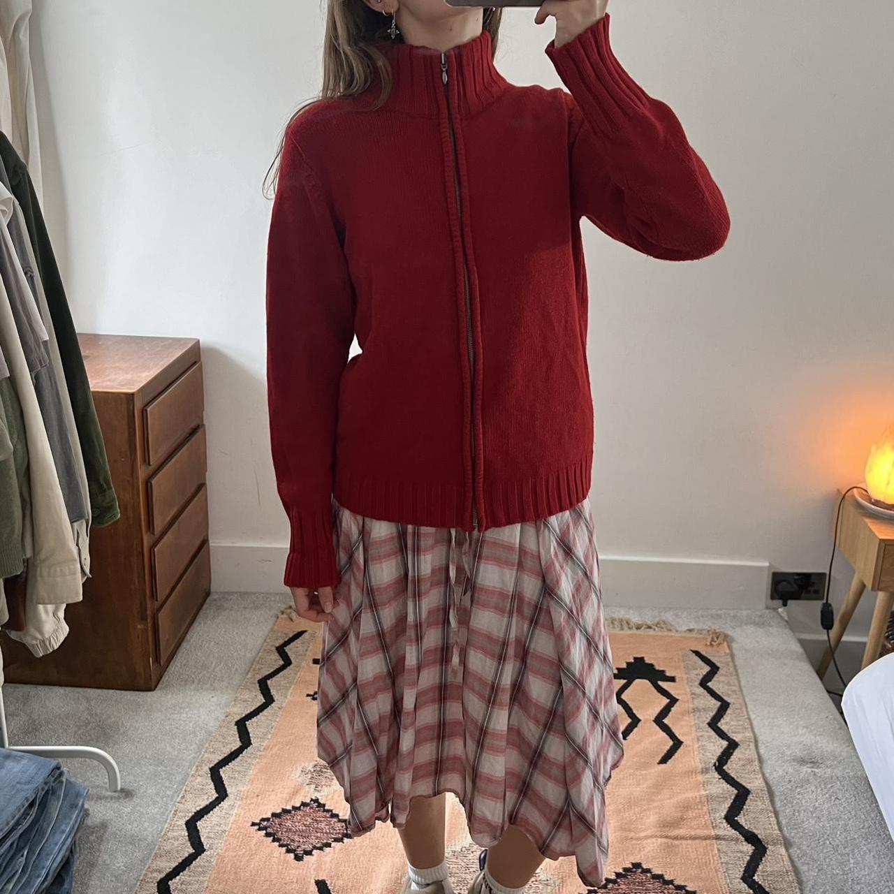 vintage-red-knit-zip-up-jumper-size-14-shown-on-depop