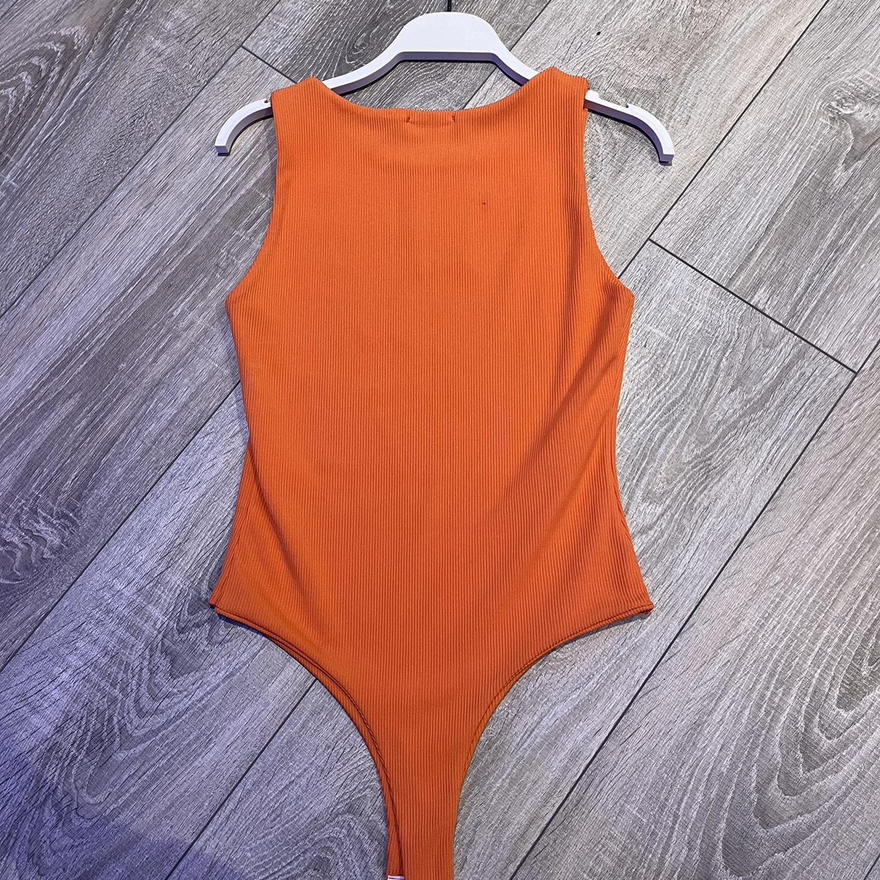 Vivichi Orange Racer Back Ribbed Bodysuit