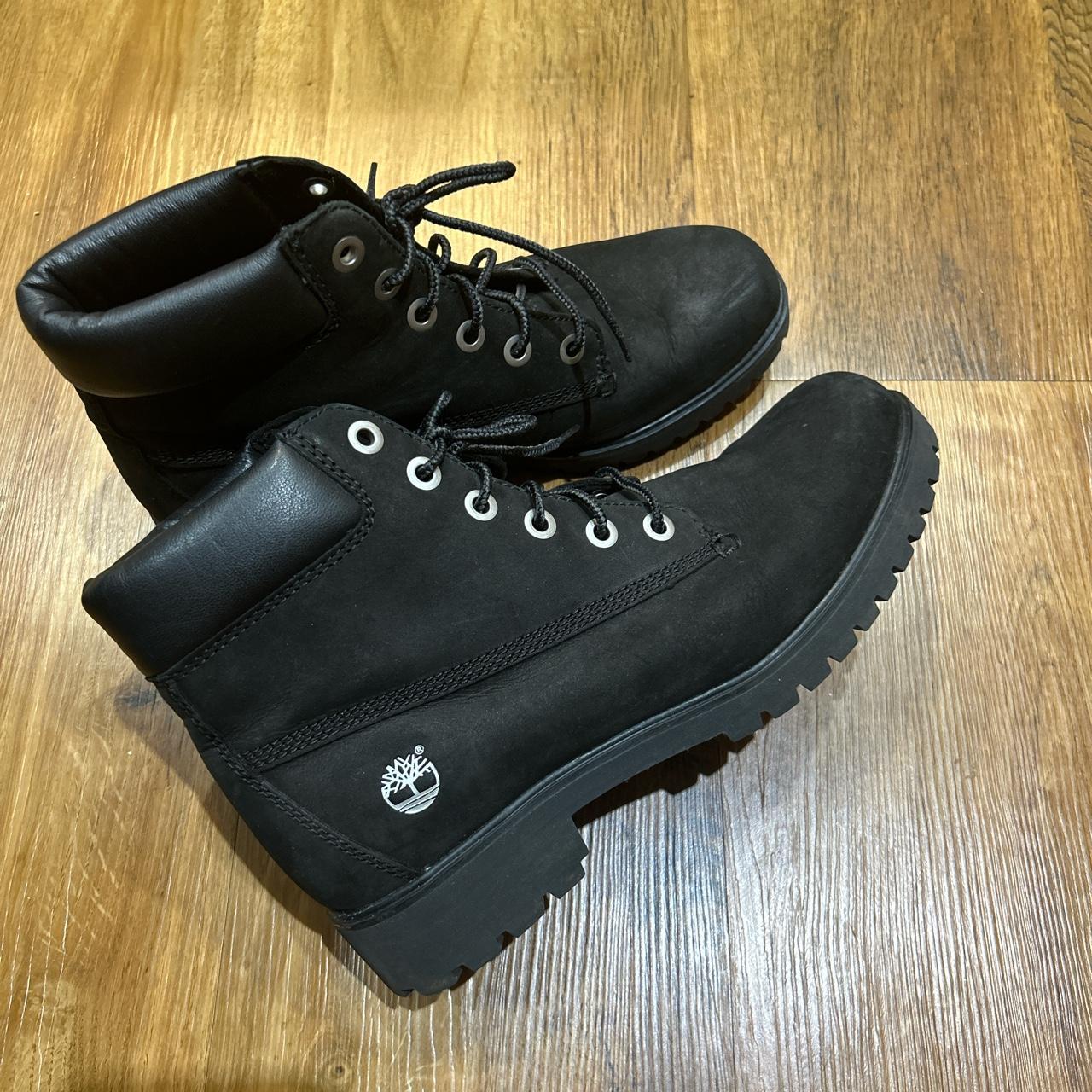 Timberland Boots Black suede Size 6 Good used... - Depop
