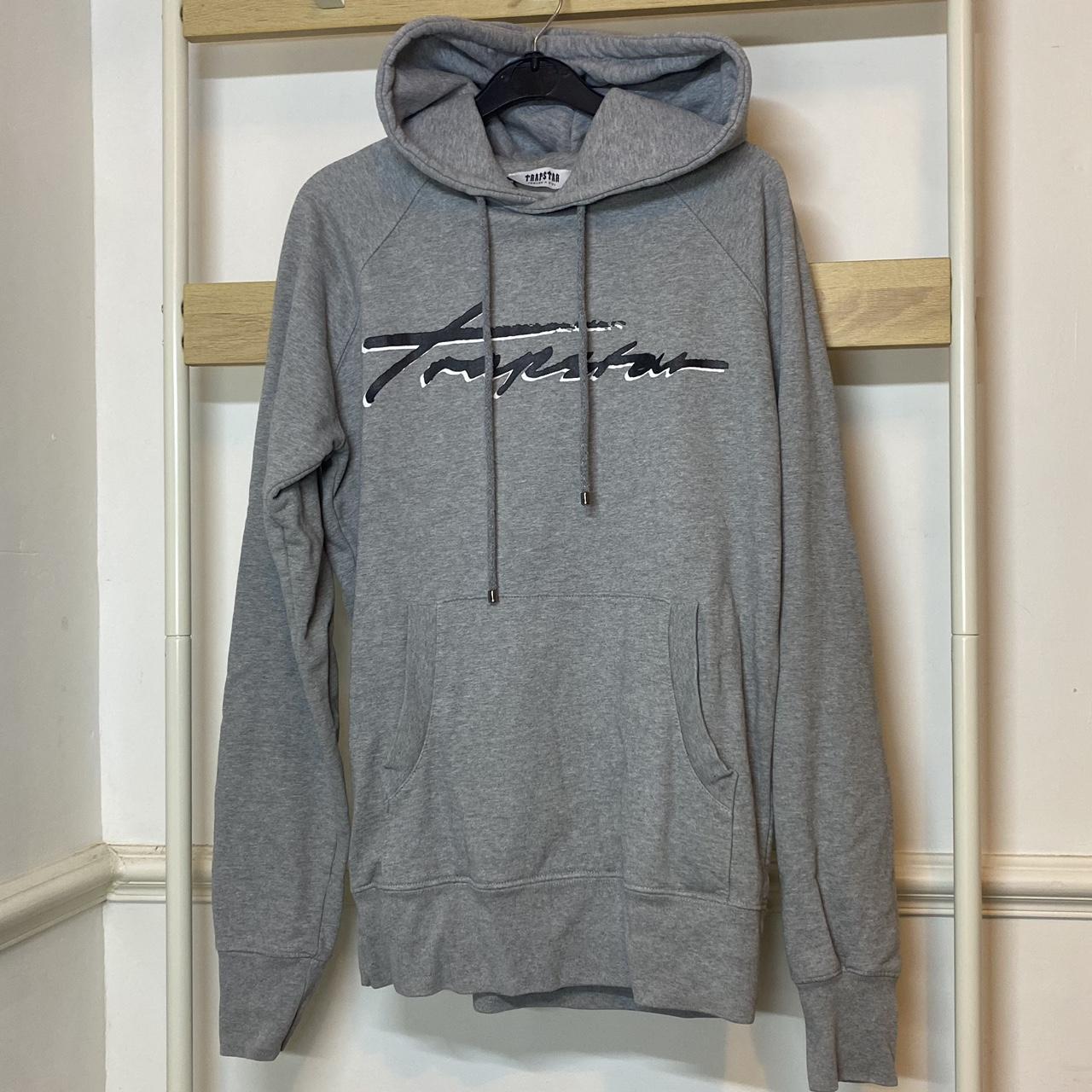 Trapstar Men's Grey and Black Hoodie Depop