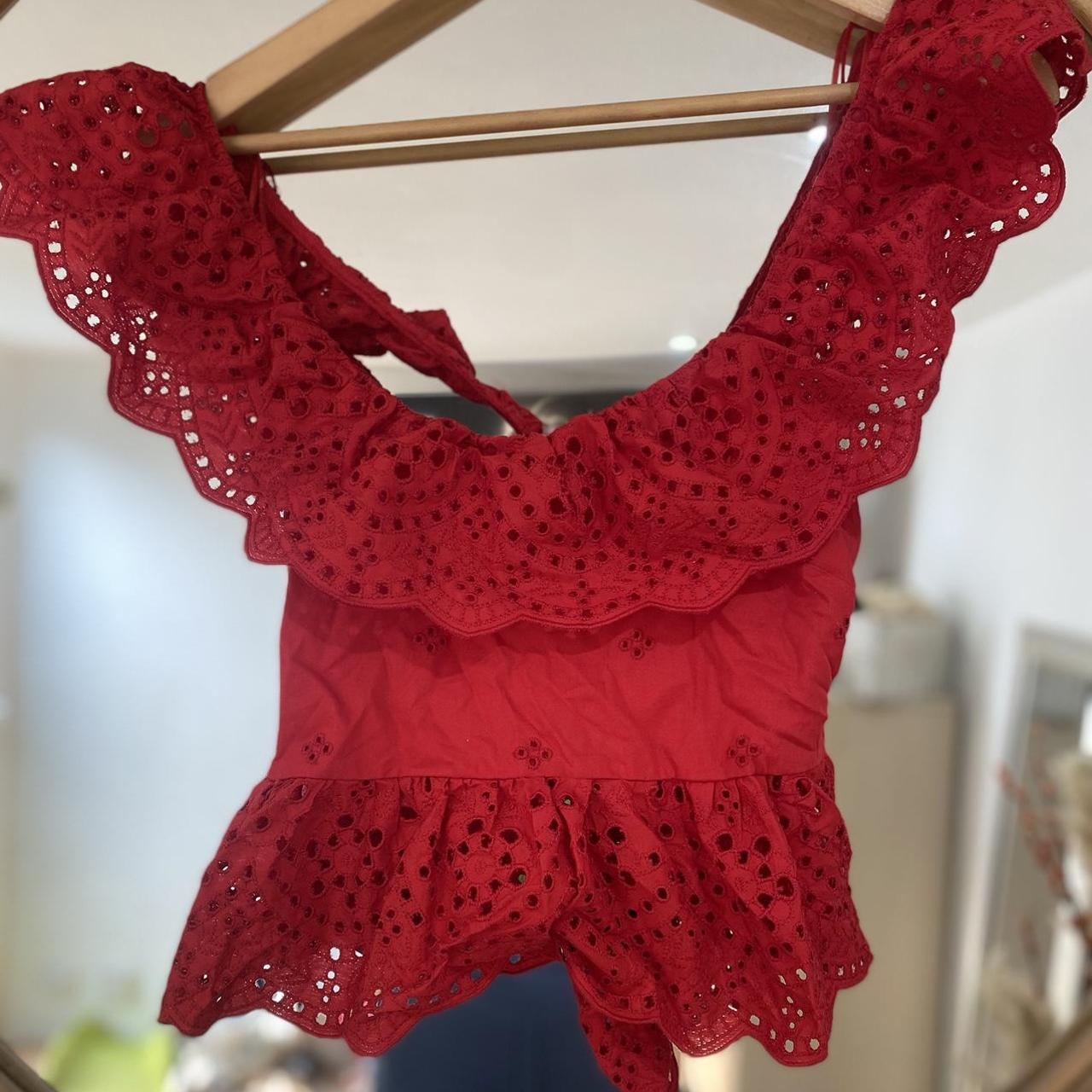 Red tie back Zara top. - Depop