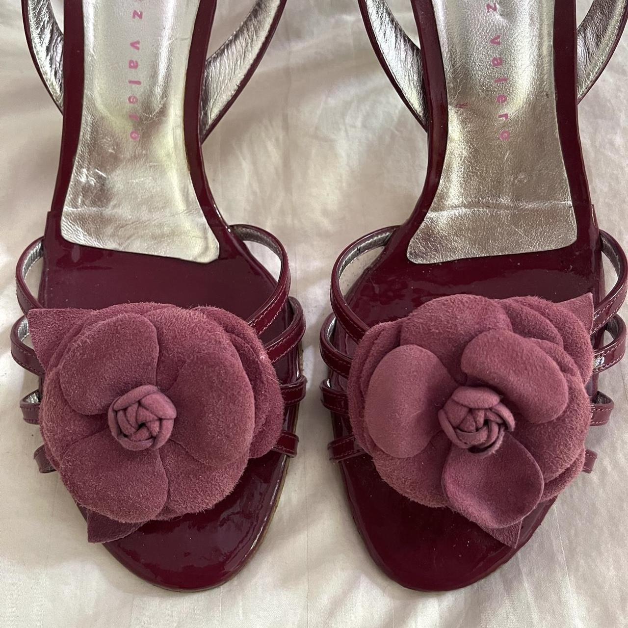 Women's Burgundy and Silver Sandals | Depop