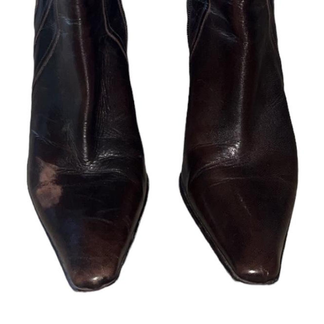 via spiga dark brown leather heeled boots size... - Depop