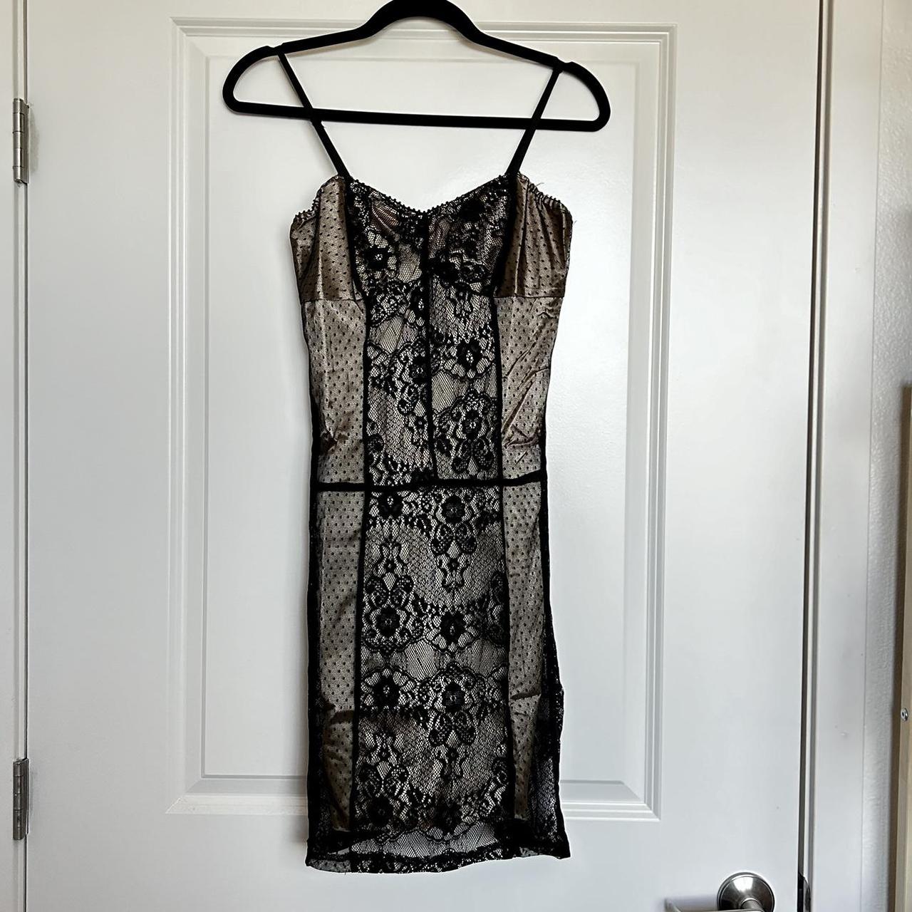 Black lace dress with tan underneath hotsell