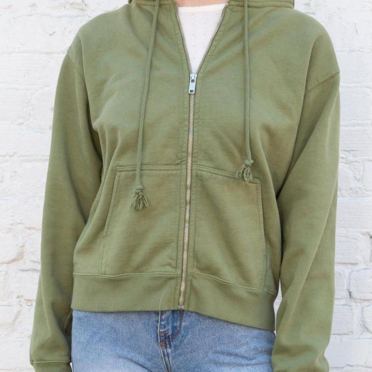 Brandy Melville Christy zip up hoodie in matcha - Depop