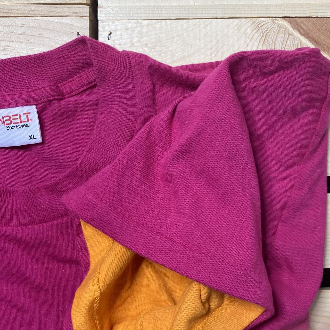 Vintage Sunbelt Sportswear Pink with Orange Sleeves... Depop