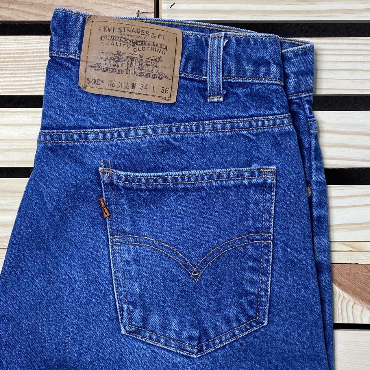 Vintage Levi's 505 Orange Tab Dark Wash Straight Leg... - Depop