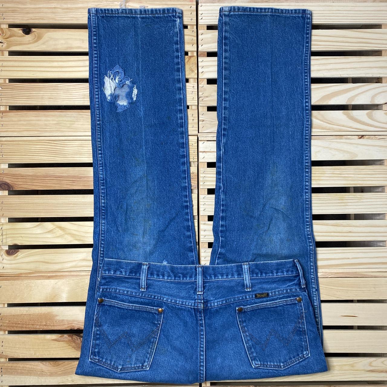 Wrangler Men's Blue and Cream Jeans | Depop