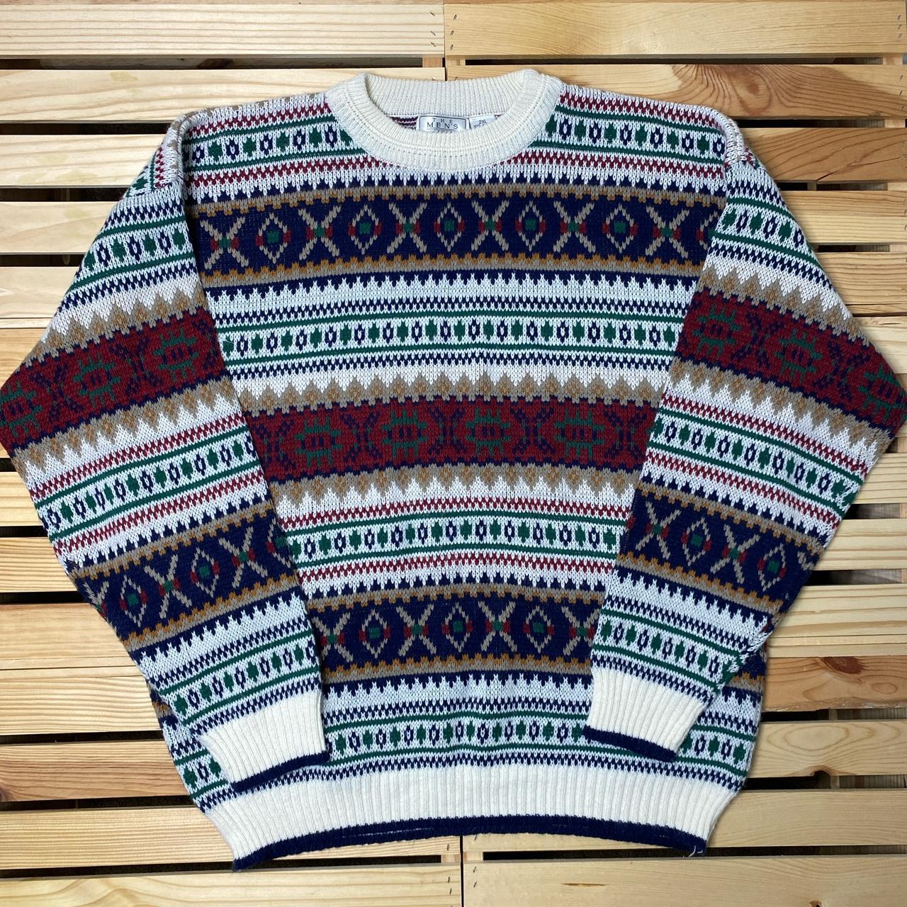 Vintage Sears Multi-Color Knitted Sweater Size... - Depop