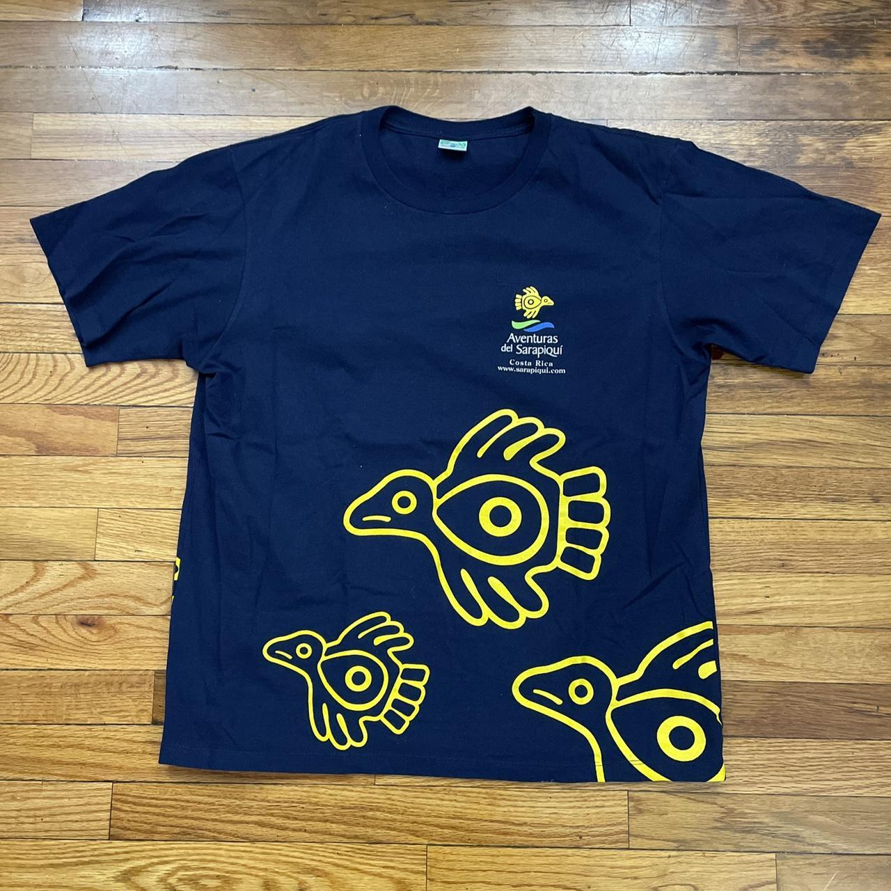 Men's Navy and Yellow T-shirt | Depop