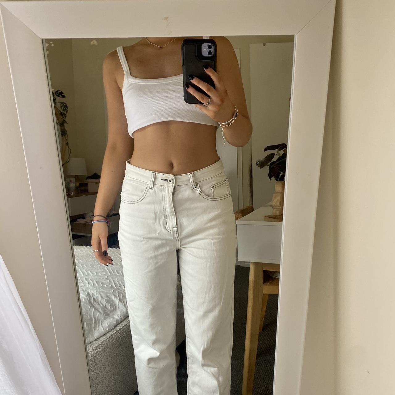 cotton on straight leg white jeans. small stain on... - Depop