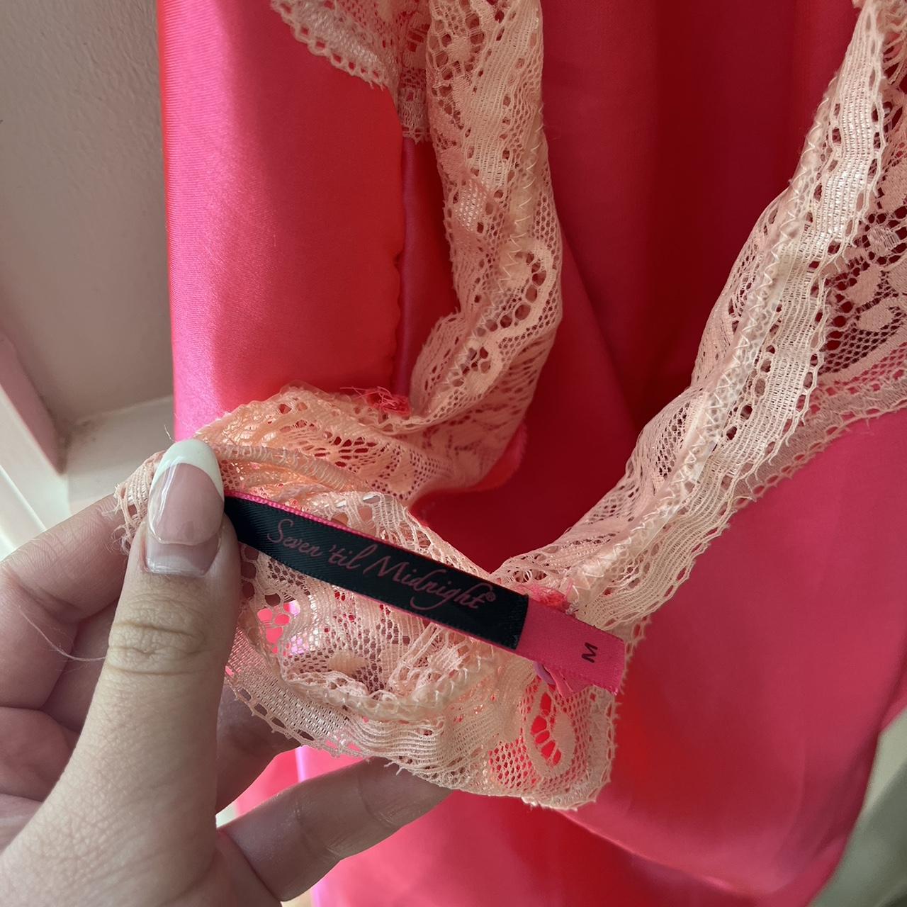 Pink Lace Babydoll Slip Dress Fits m /s Open back... - Depop