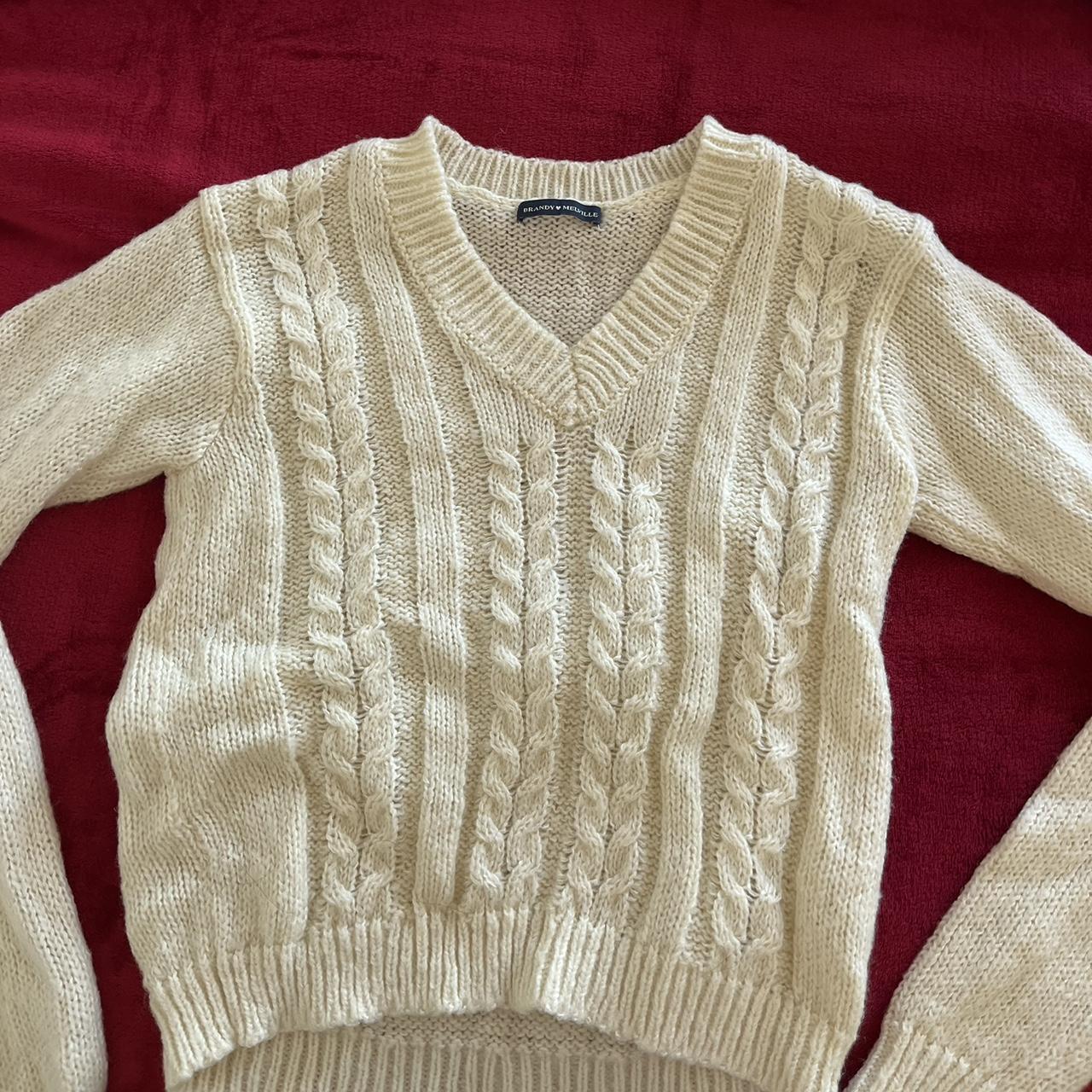 Brandy Melville Cable Knit Sweater V neck Not sold... - Depop