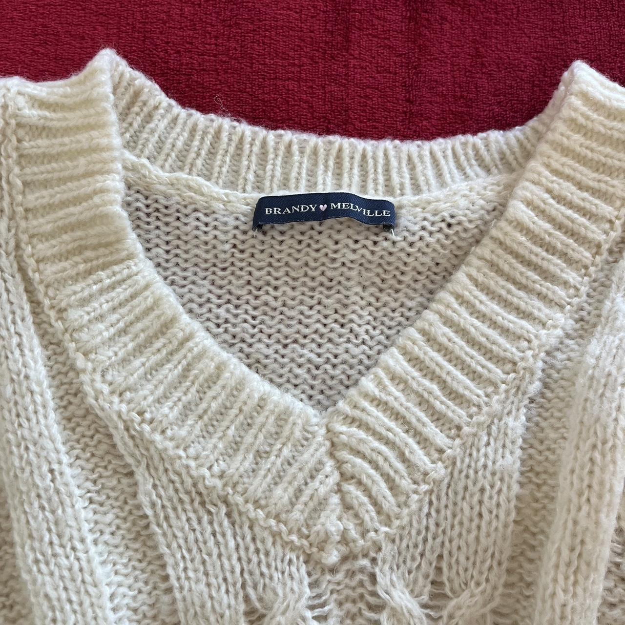 Brandy Melville Cable Knit Sweater V neck Not sold... - Depop