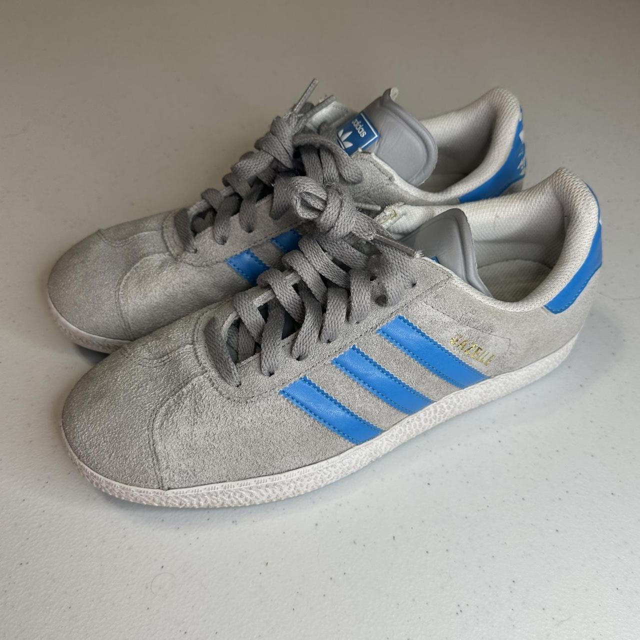 Adidas Men's Grey and Blue Trainers | Depop