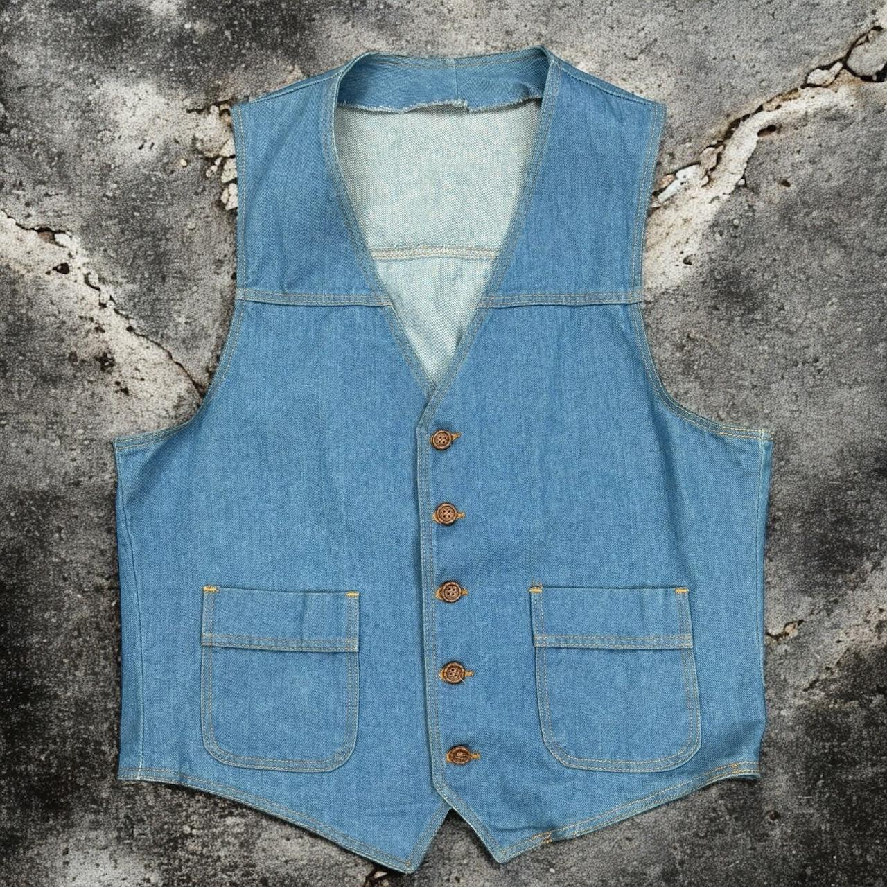 Women's Vest - Blue - M – Vintage Denim Vest With… - image 1