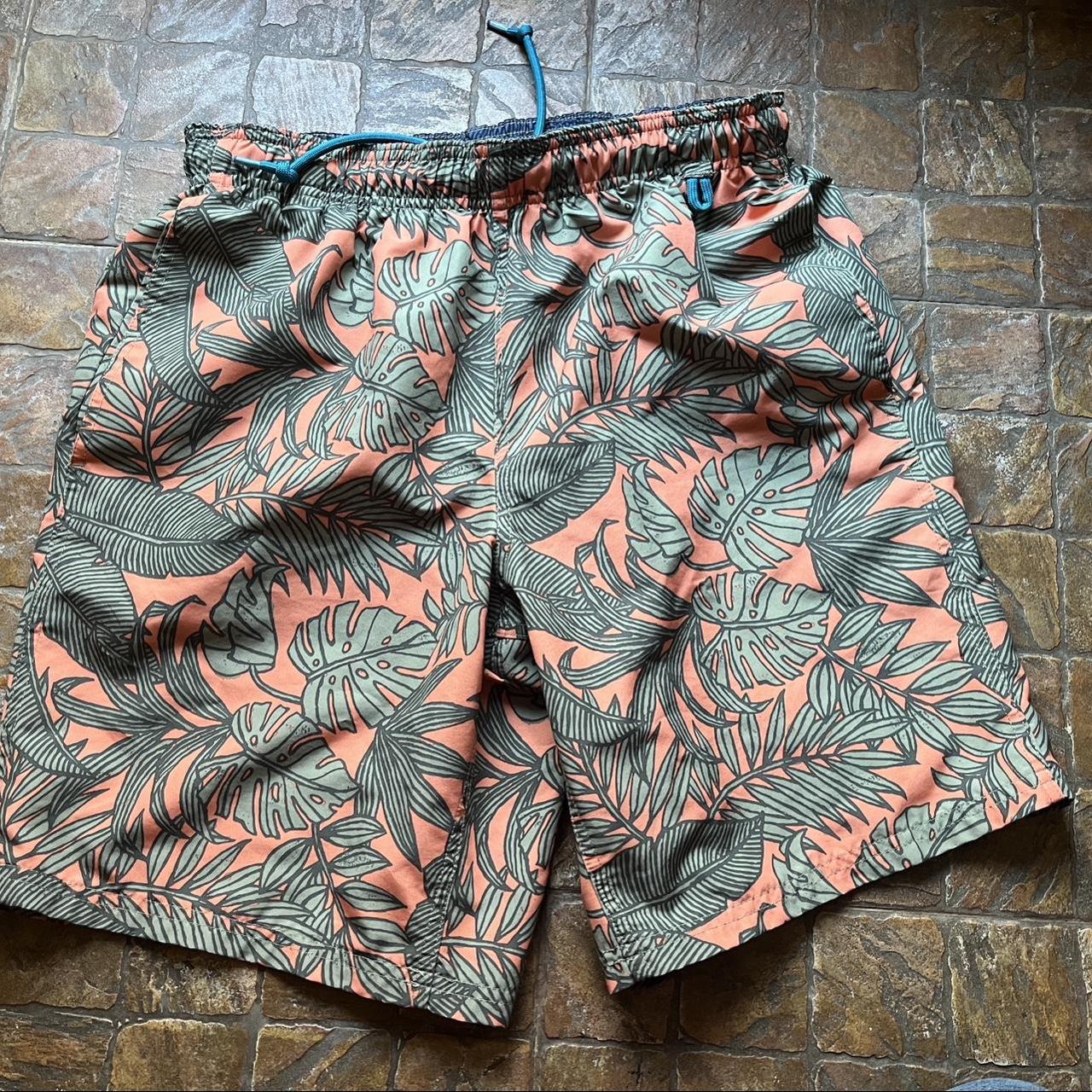 Eddie Bauer Men's Orange and Green Swim-briefs-shorts | Depop
