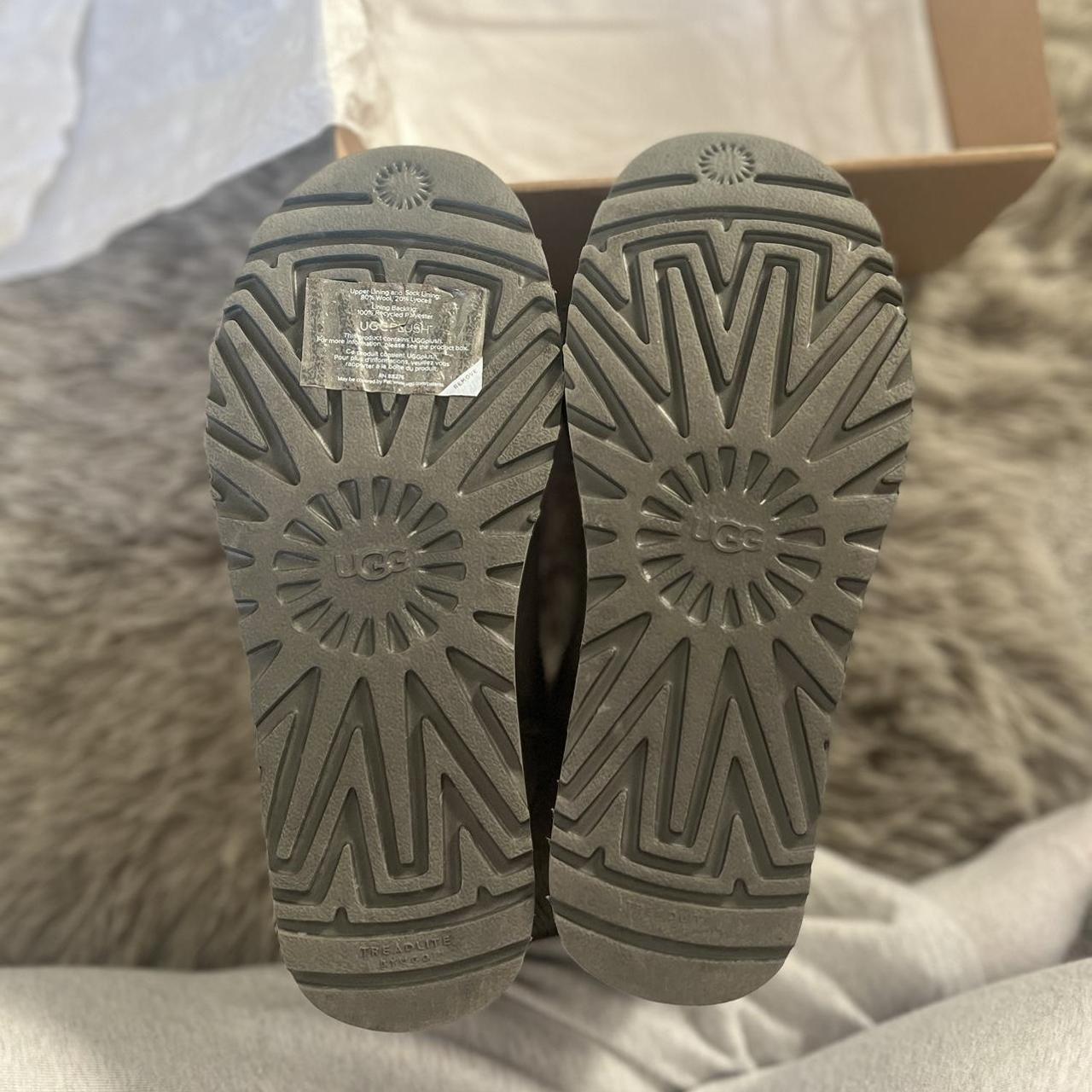 CLASSIC MINI BROKEN LOGO UGGS CHARCOAL/KEY LIME... - Depop