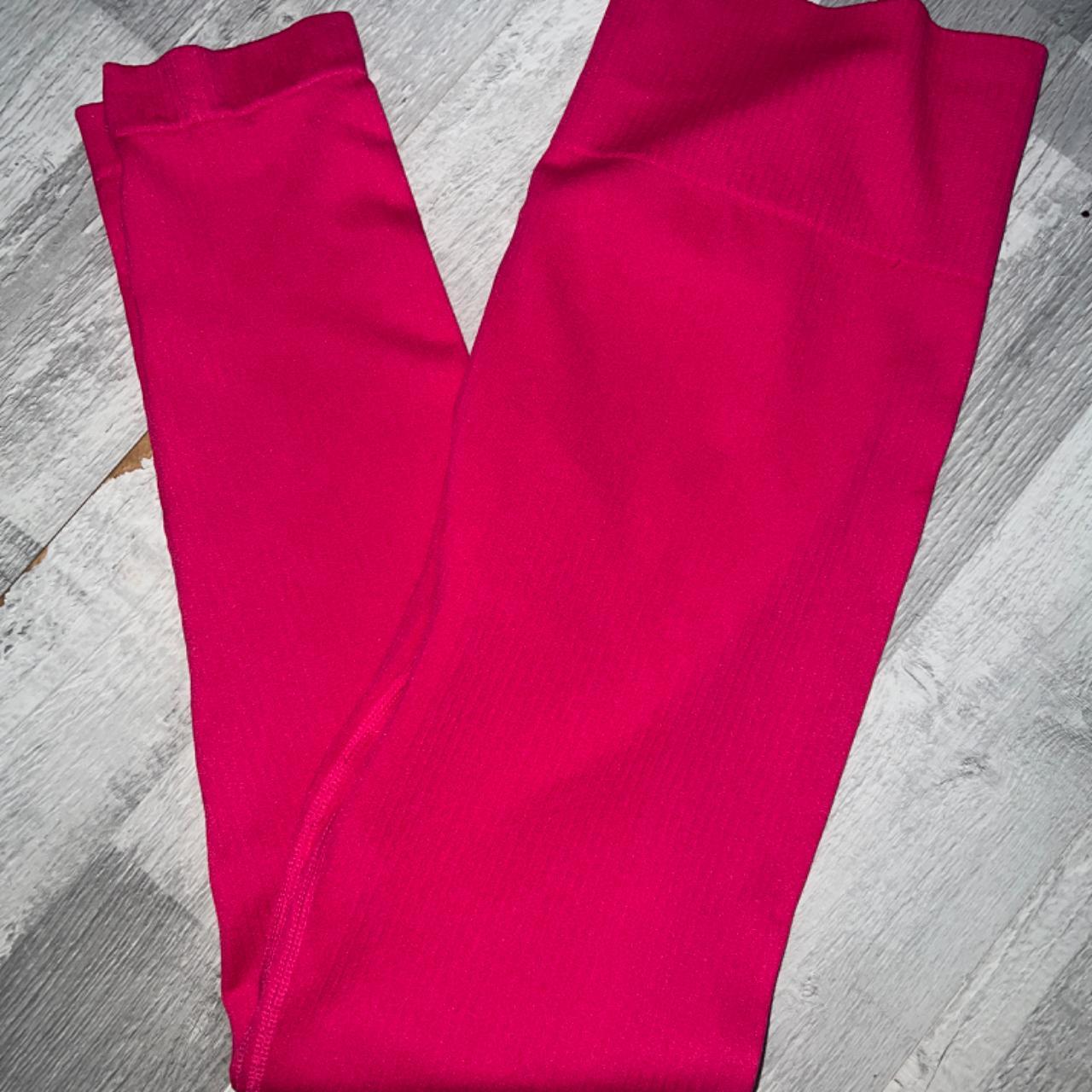 Primark hot pink ribbed gym leggings size L brand