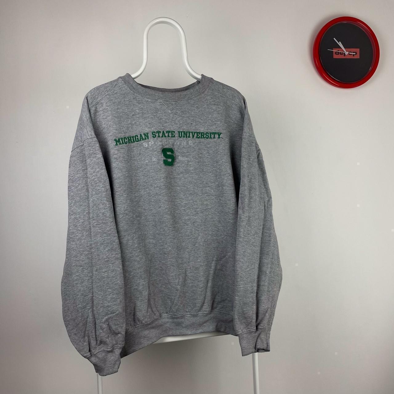 GREY VINTAGE SWEATSHIRT USA Michigan State... - Depop