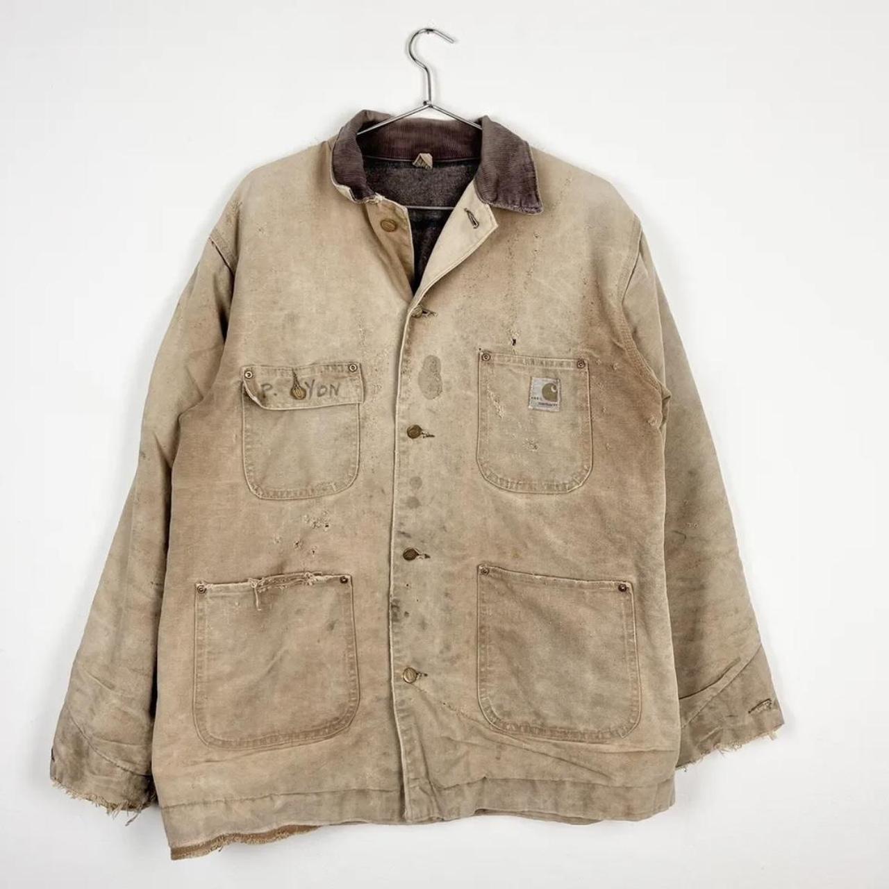Vintage 70s Carhartt Jacket Chore Coat Thrashed... - Depop