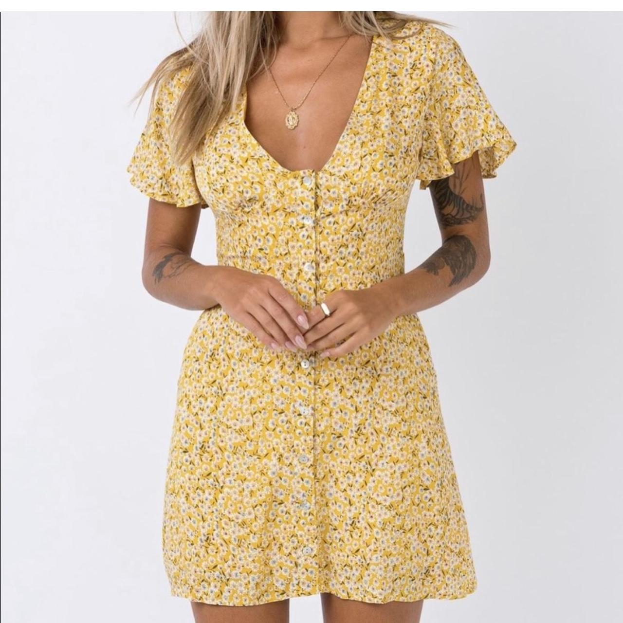 Princess polly yellow floral mini dress - Depop