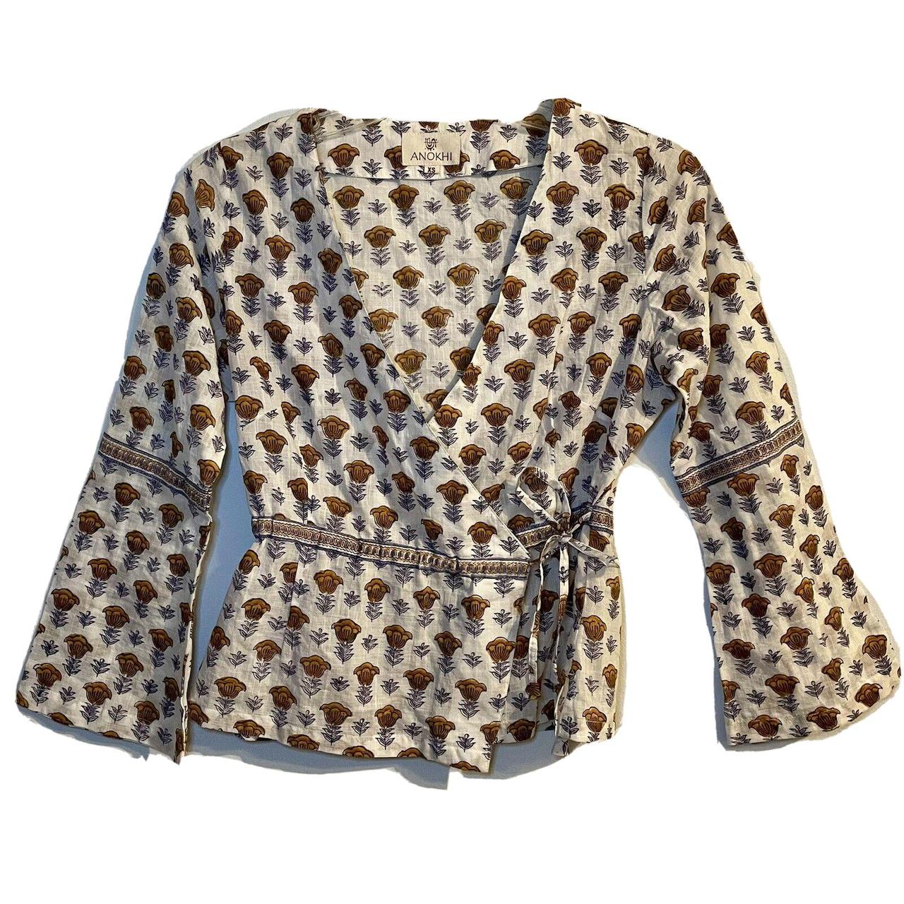 ANOKHI Women's Cream and Yellow Blouse