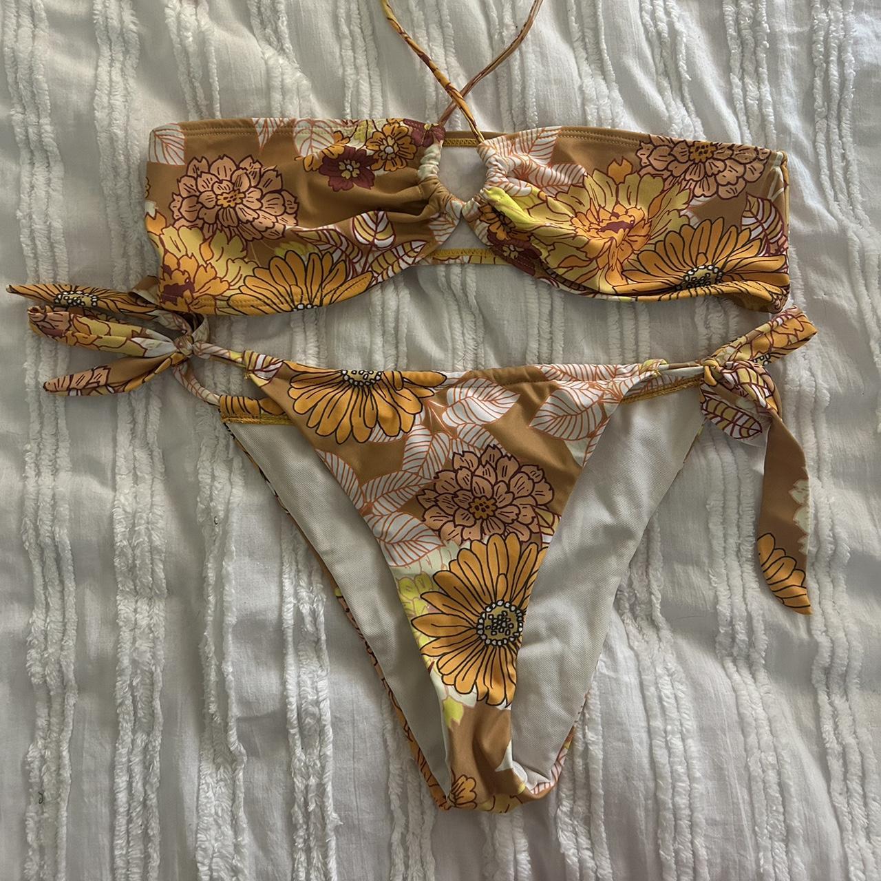 nasty gal floral bikini worn once, great... - Depop