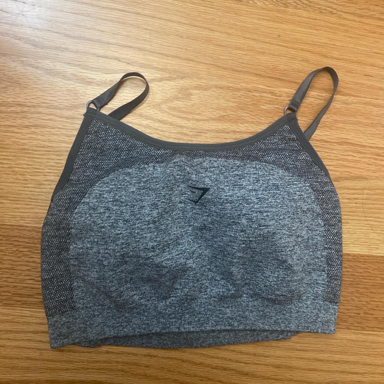gymshark flex strappy sports bra in charcoal grey - Depop