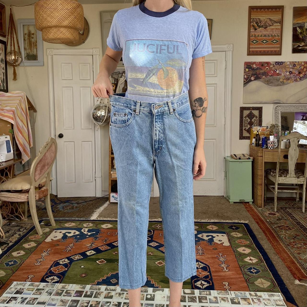 Vintage 90s Cropped High Waisted Light Wash Denim... - Depop