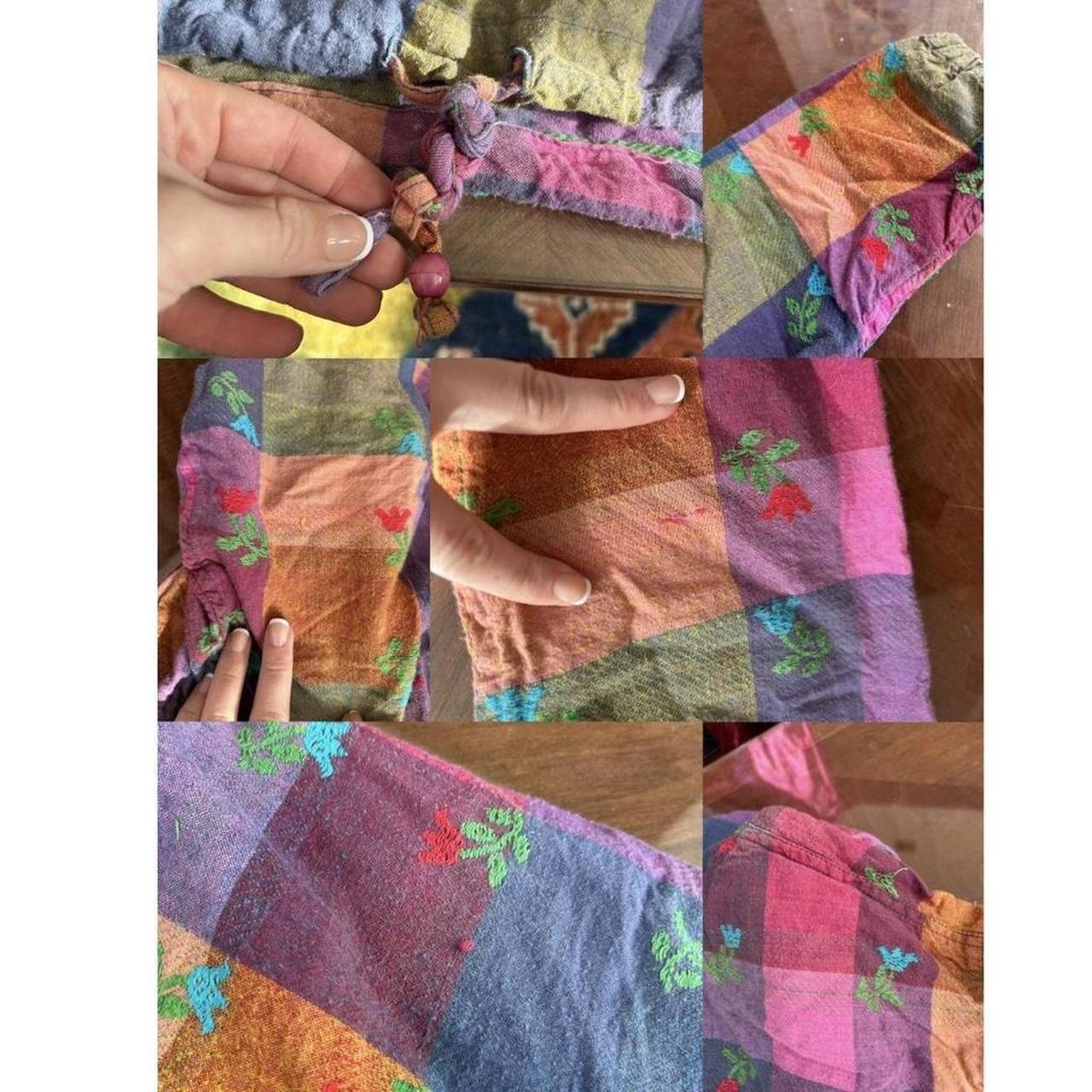 Women's Blouse - Multi - L – Patchwork checkered … - image 6