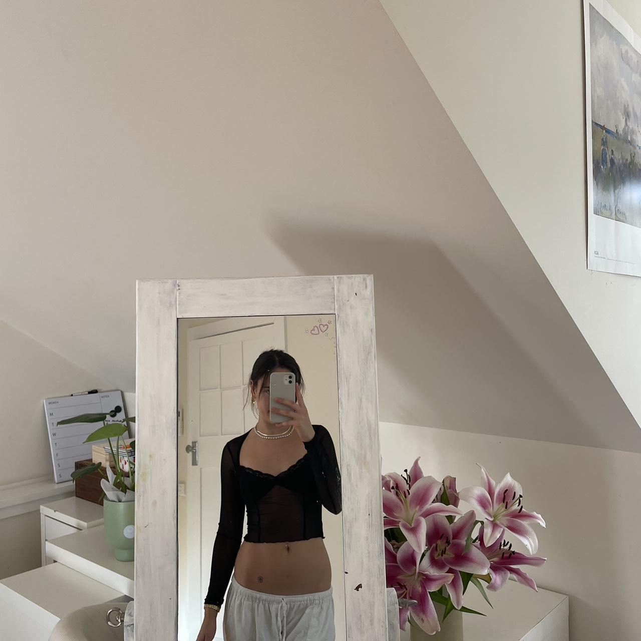 Black long sleeve mesh top similar to the I am gia... - Depop