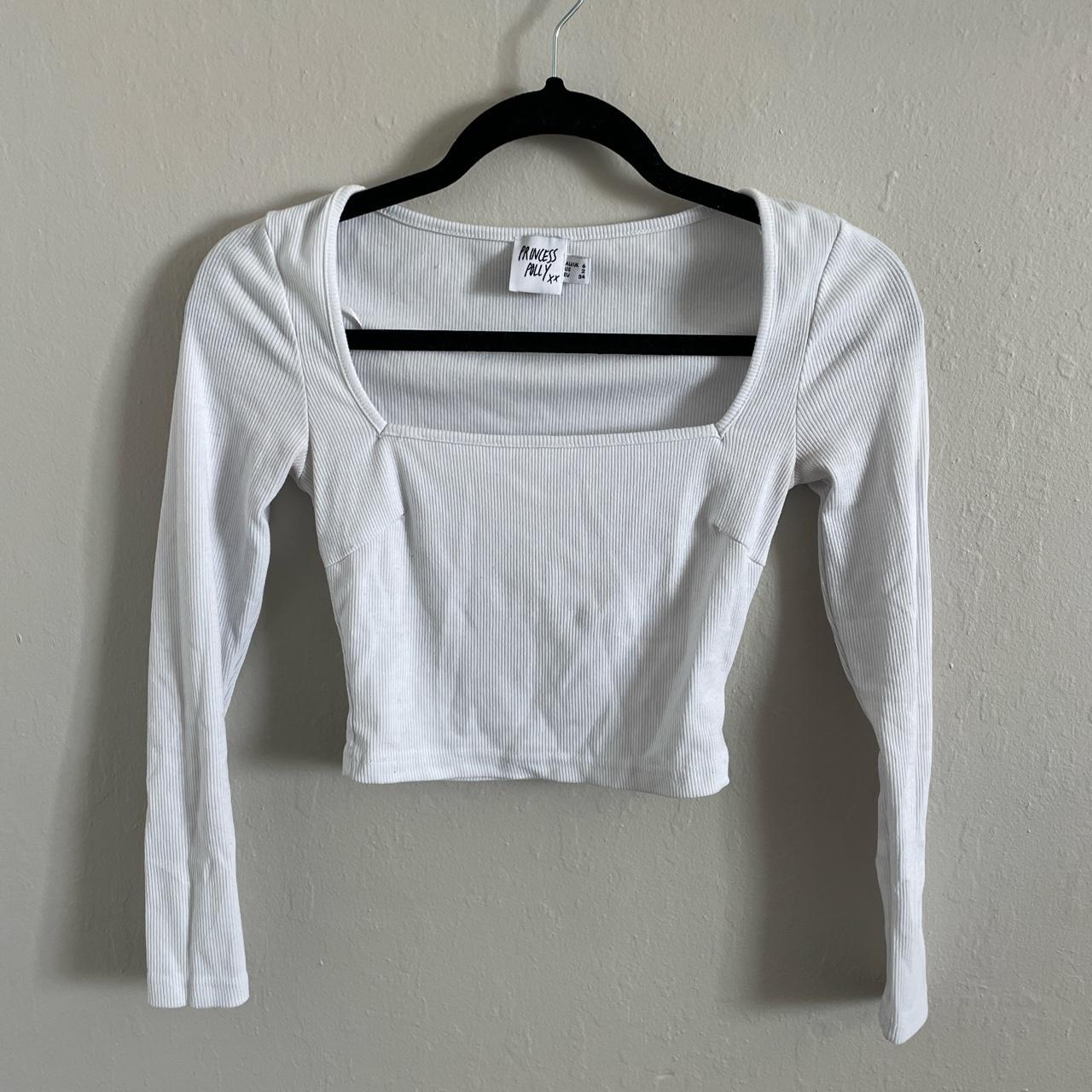 princess polly cropped square neck long sleeve... - Depop