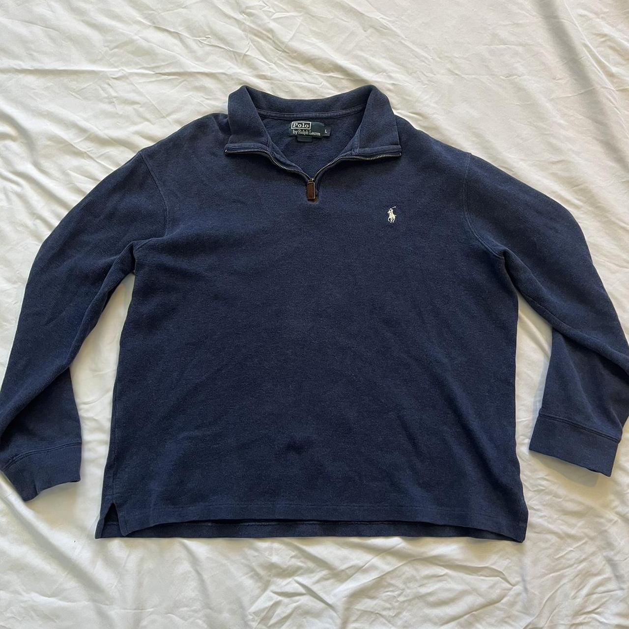 Navy polo quarter zip Measurements Length- 25” Pit... - Depop