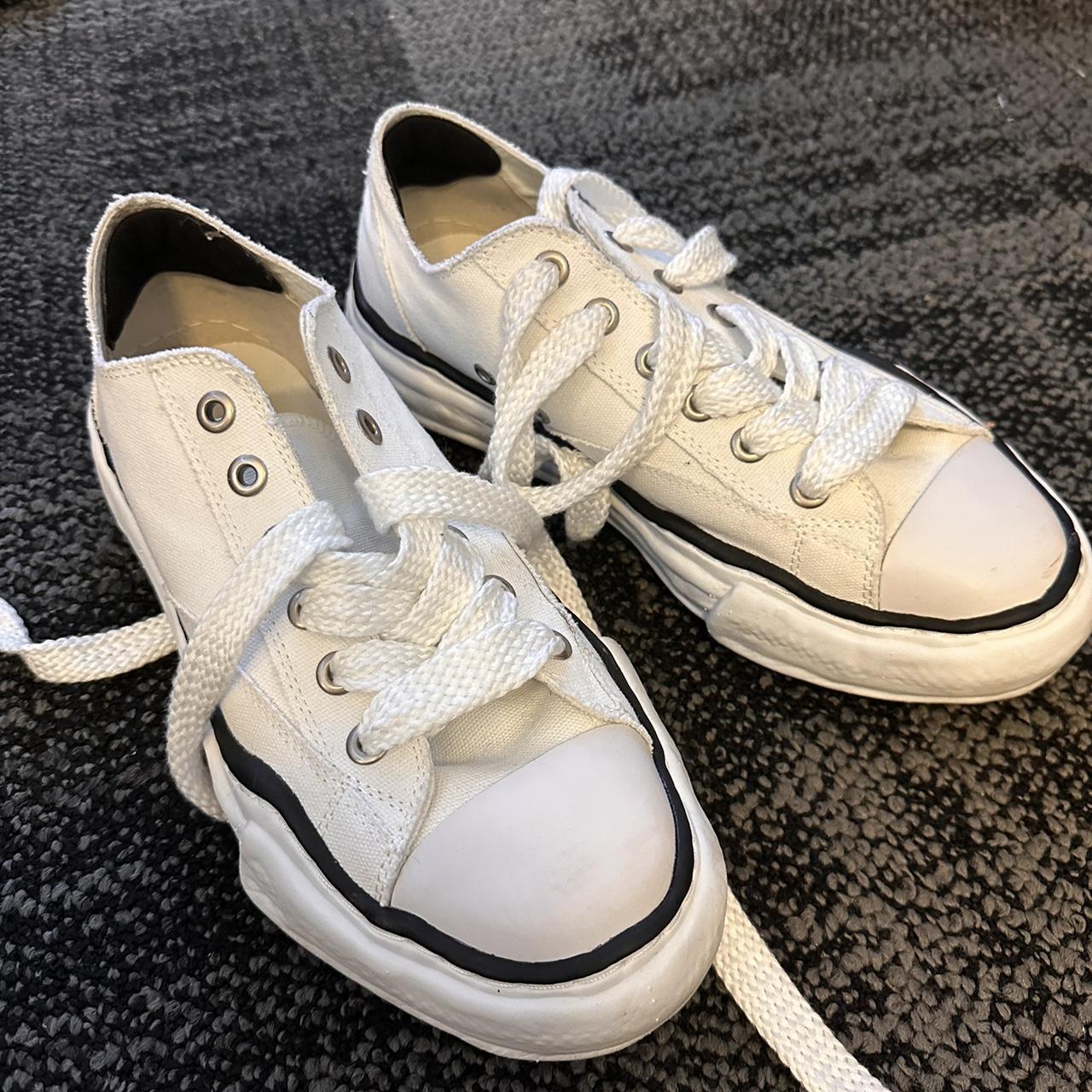 Maison Mihara Yasuhiro Men's White and Cream Trainers | Depop