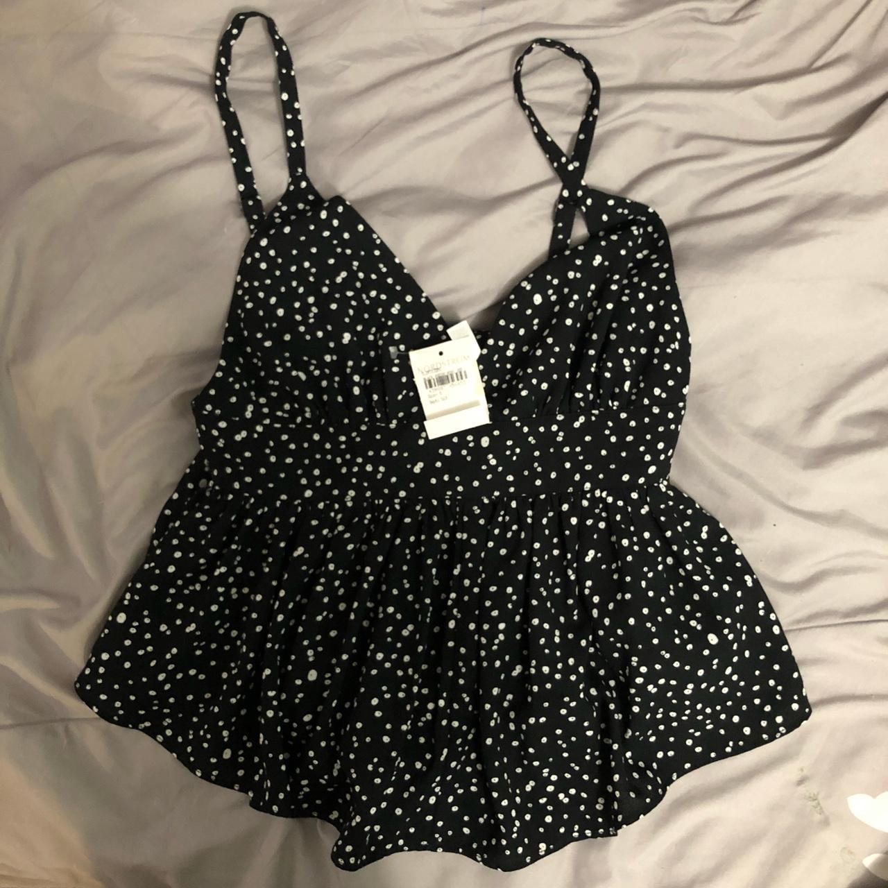 black and white polkadot baby doll tank top has a... Depop