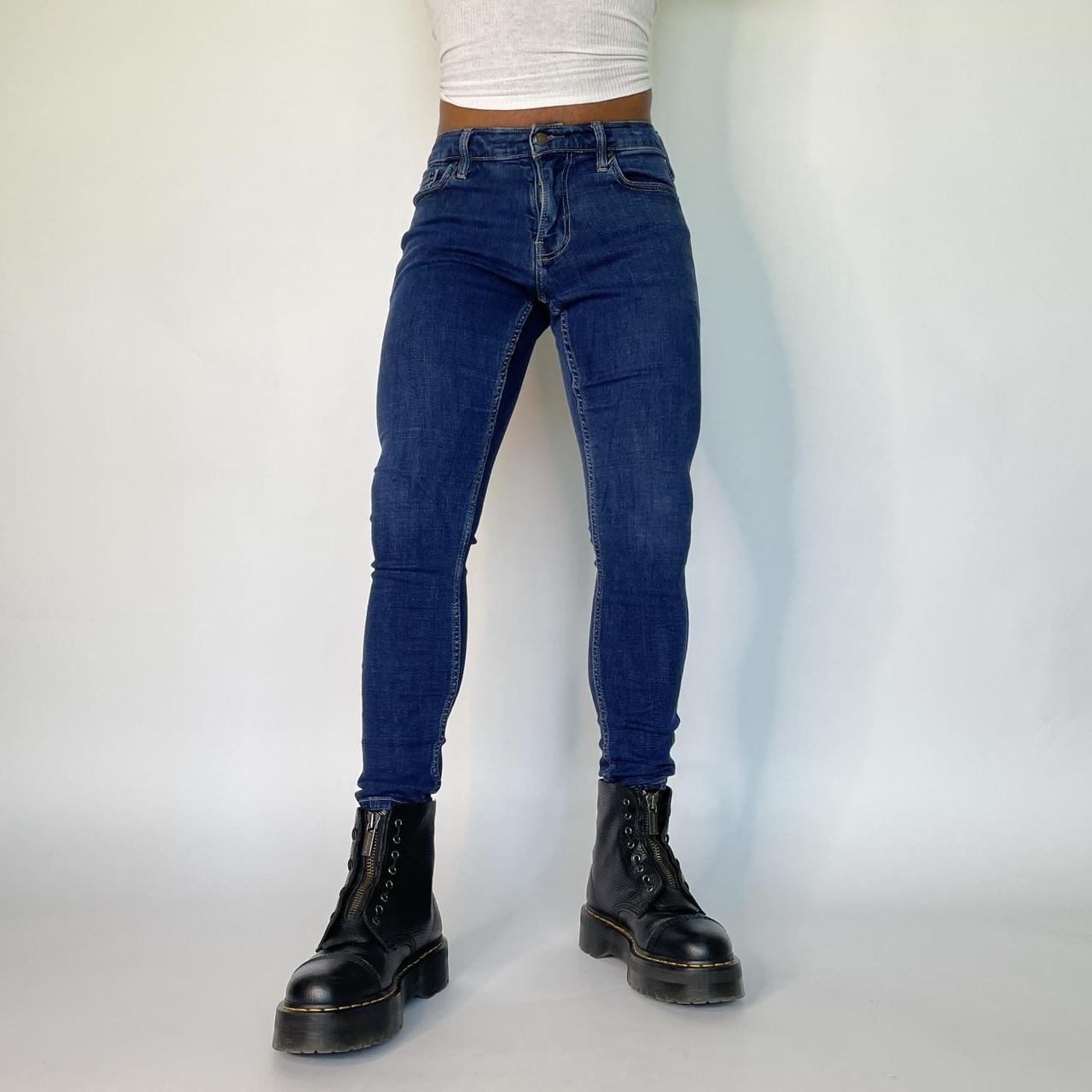 cute navy dark denim blue wash mid rise extreme Depop