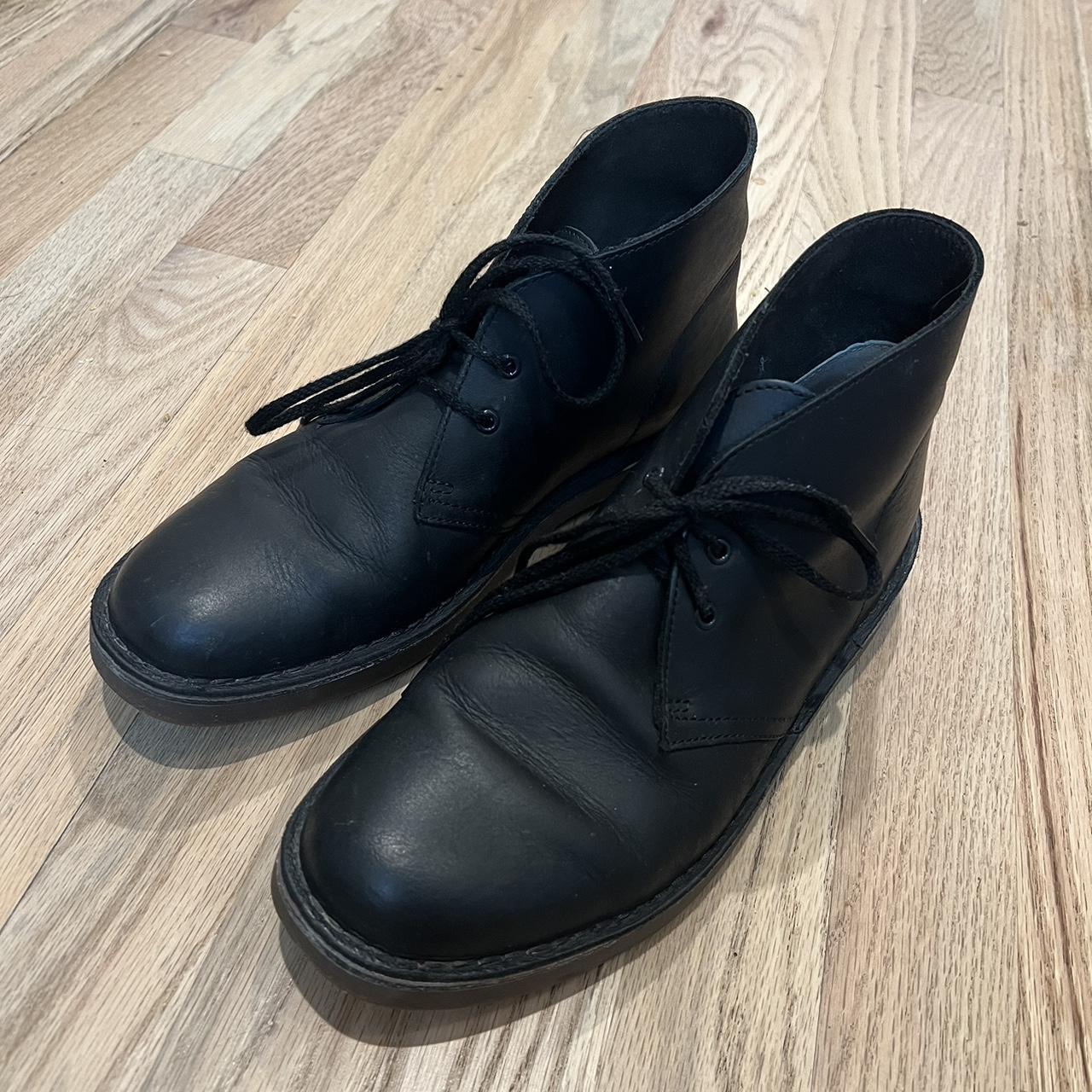 CLARKS classic chukka boot in black leather. Fit... - Depop