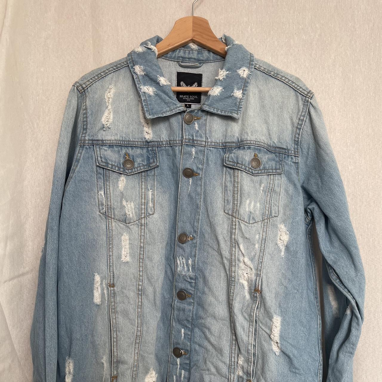 Brave soul distressed denim jacket - Depop