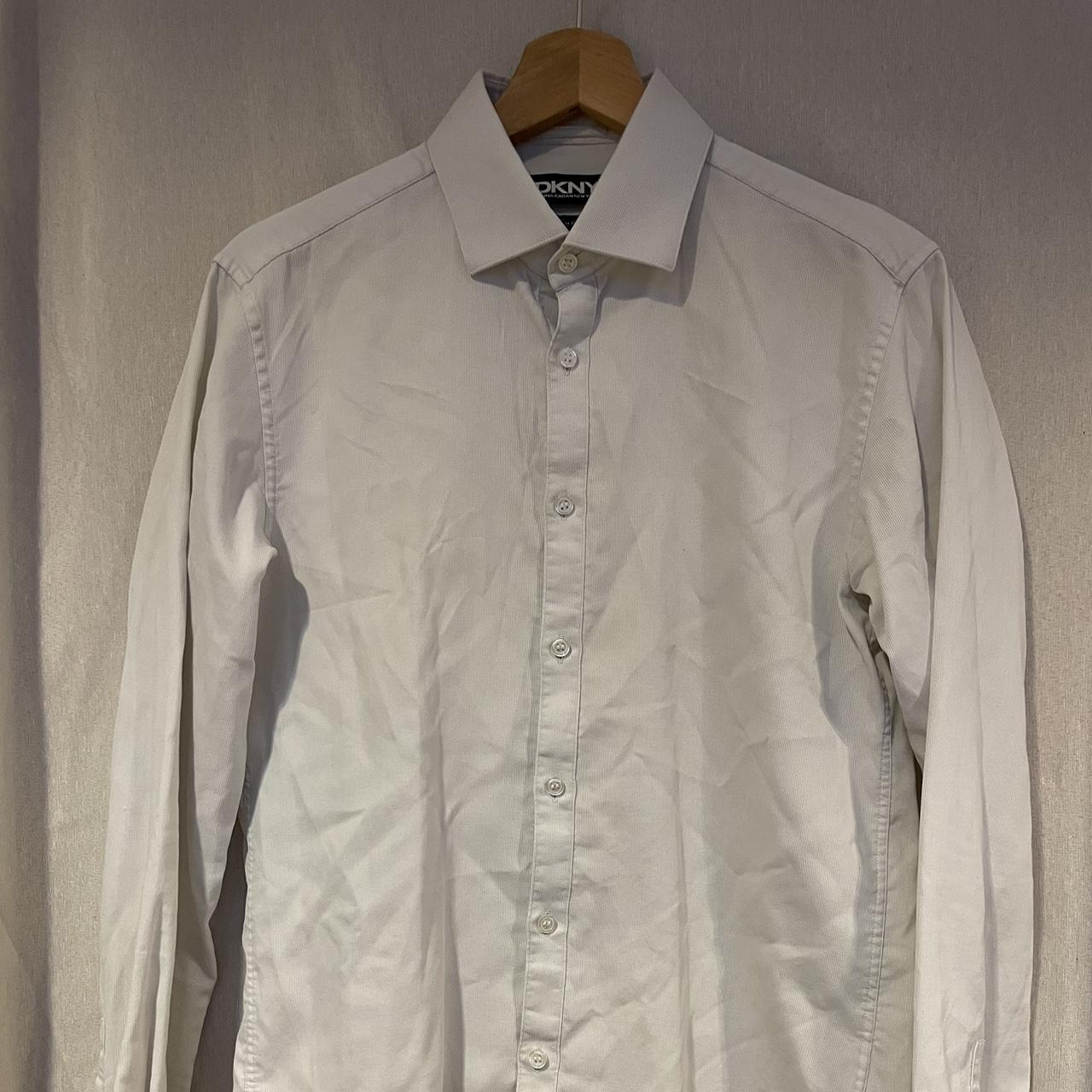 DKNY formal white shirt. Medium. Nice slim fit - Depop