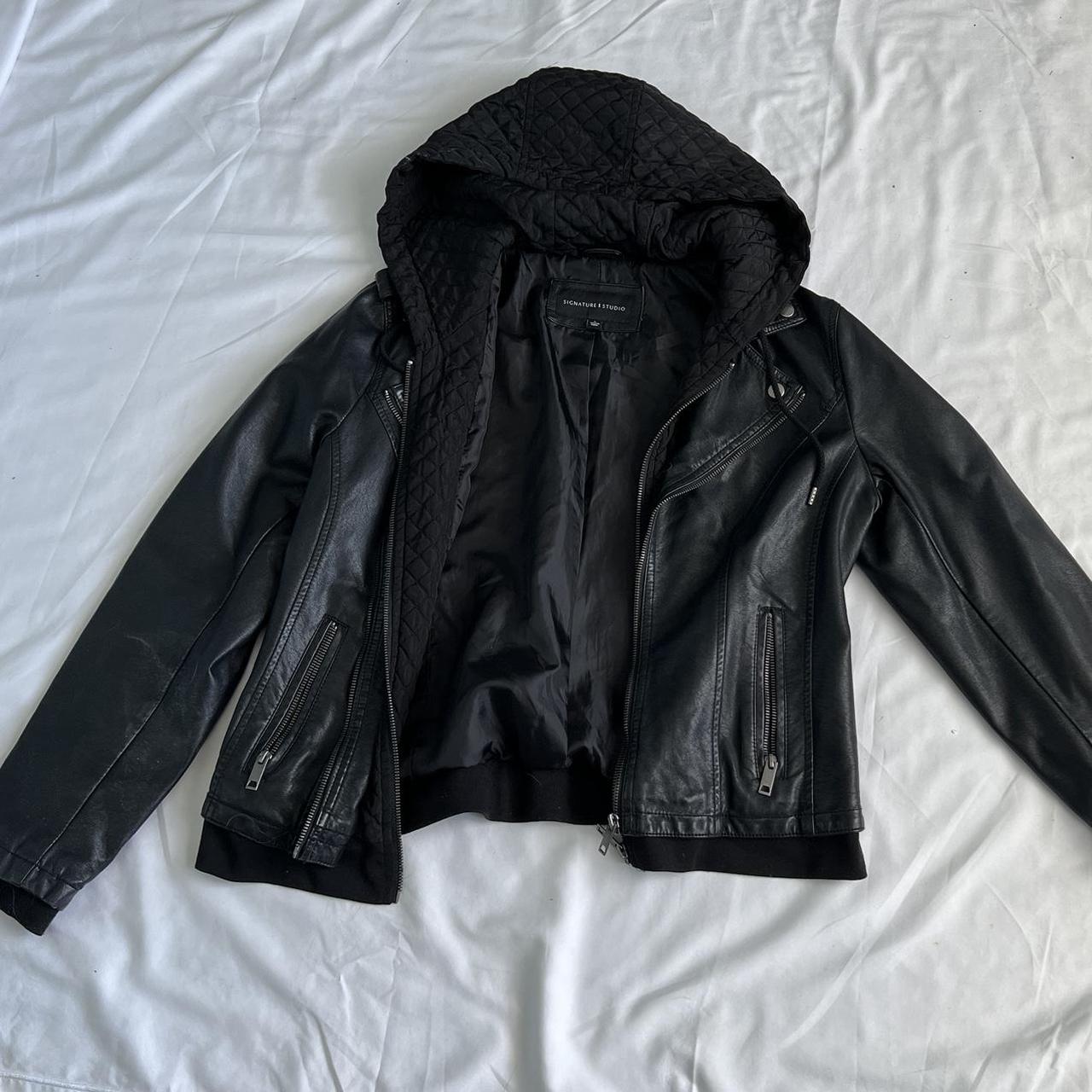 Signature studio faux leather jacket sale