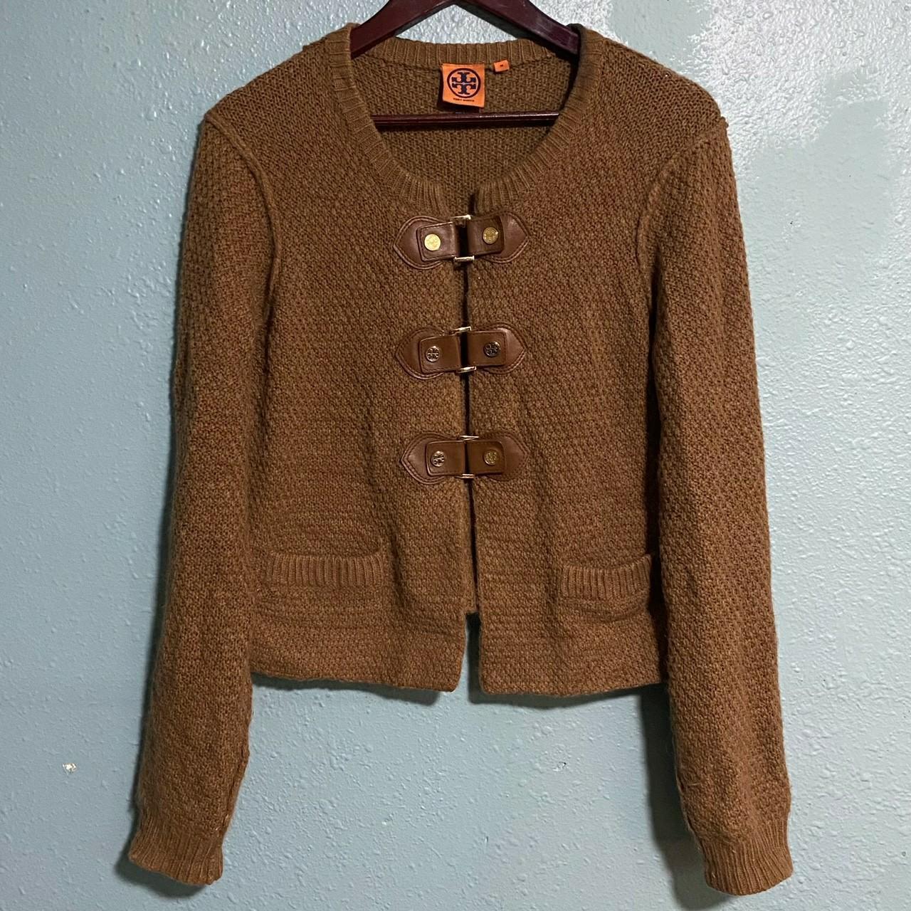 Tory Burch Women's Brown and Tan Cardigan | Depop