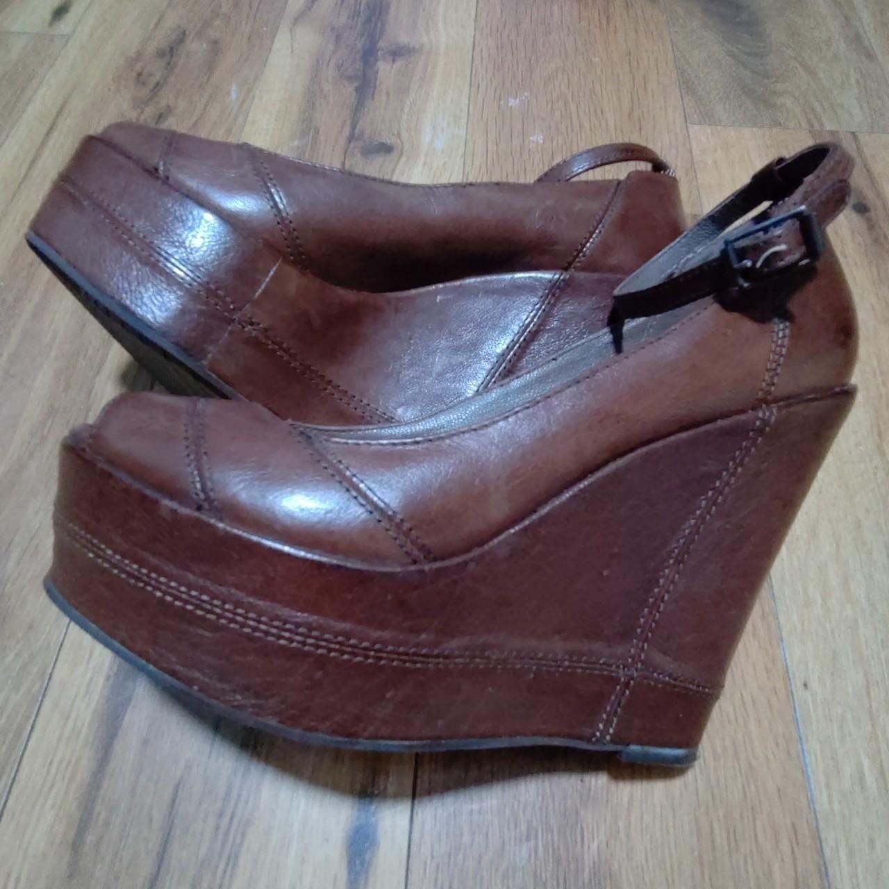 Cognac peep hot sale toe wedges