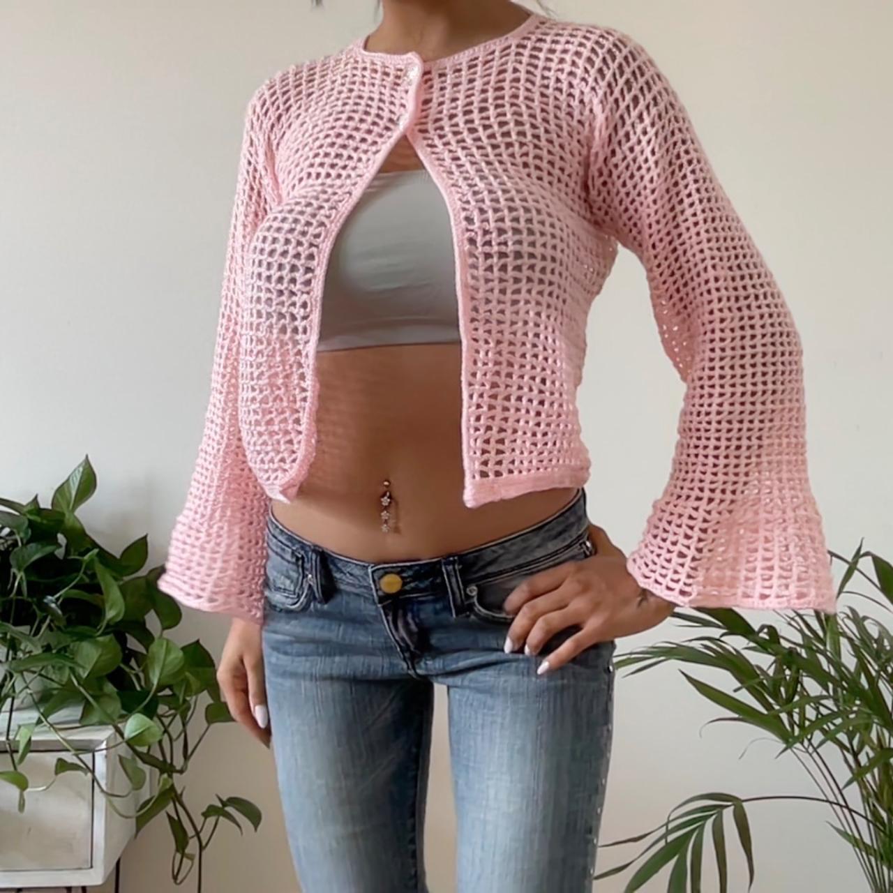 Knitted Baby Pink Cardigan Knitted by my mom... Depop