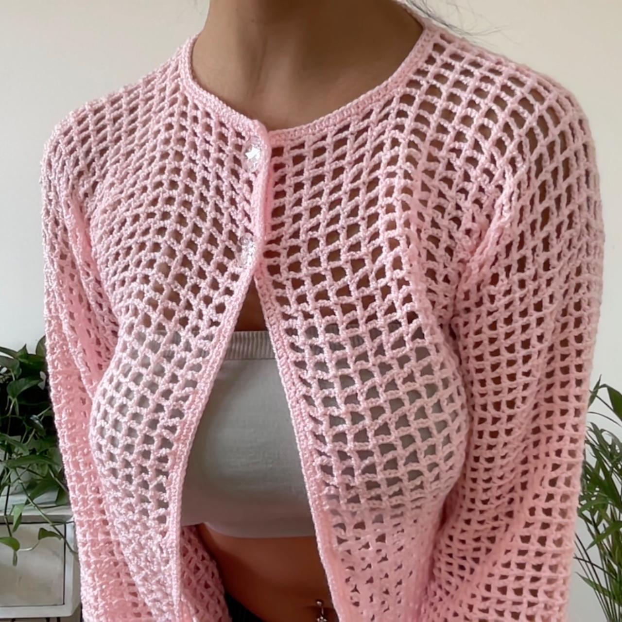 Knitted Baby Pink Cardigan Knitted by my mom... Depop