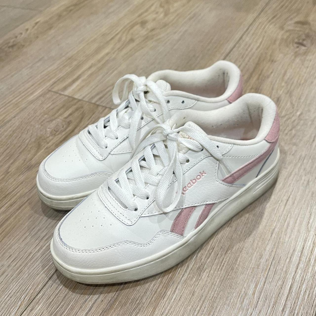 pink and white reebok classics