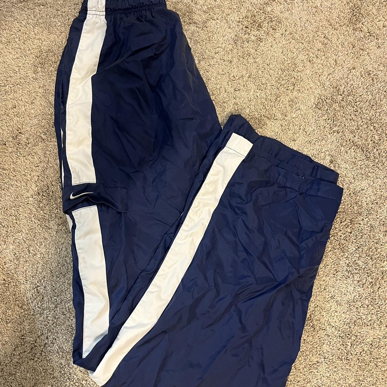 dark blue nike parachute track sweats - Depop