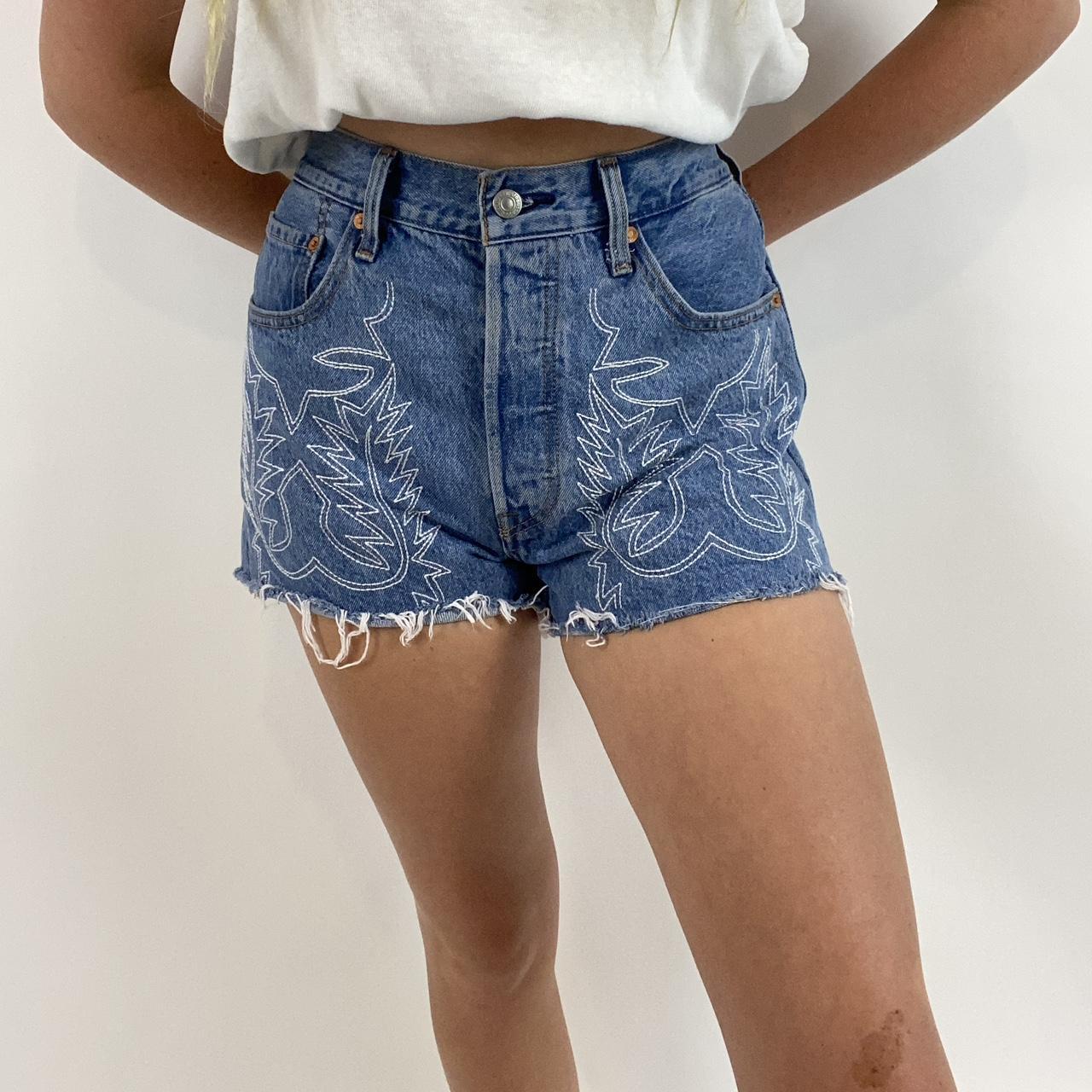 Levi s 501 embroidered shorts Originally 69.50 Depop