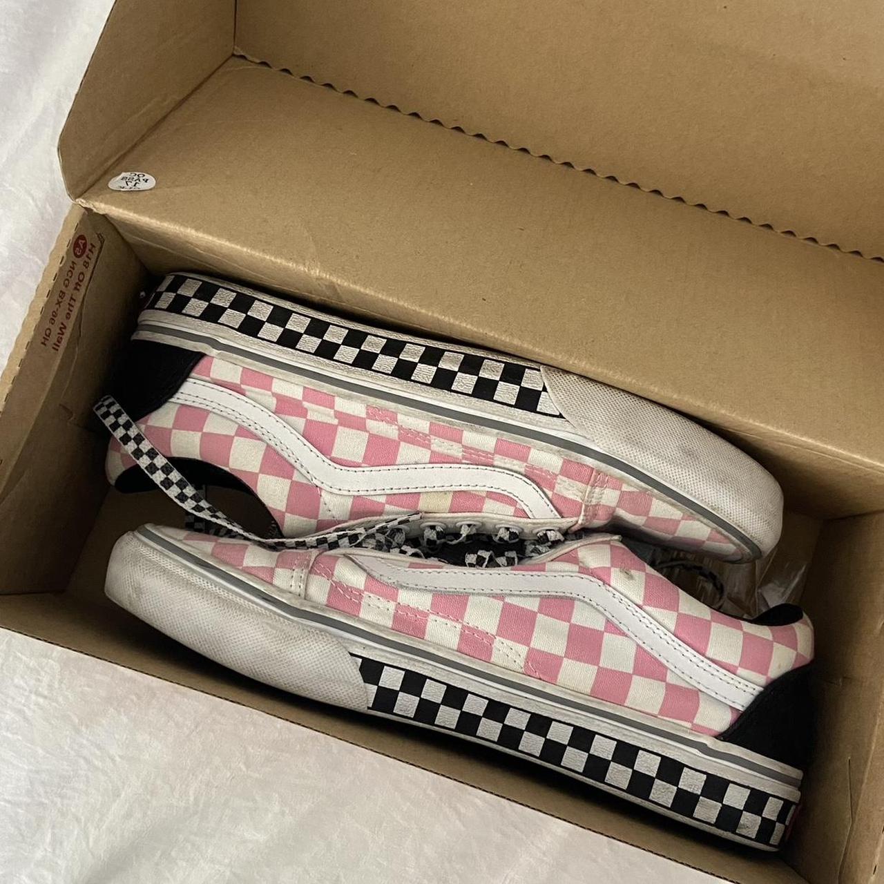 Pink Checkered Vans ~ ~ Custom pink checkered - Depop